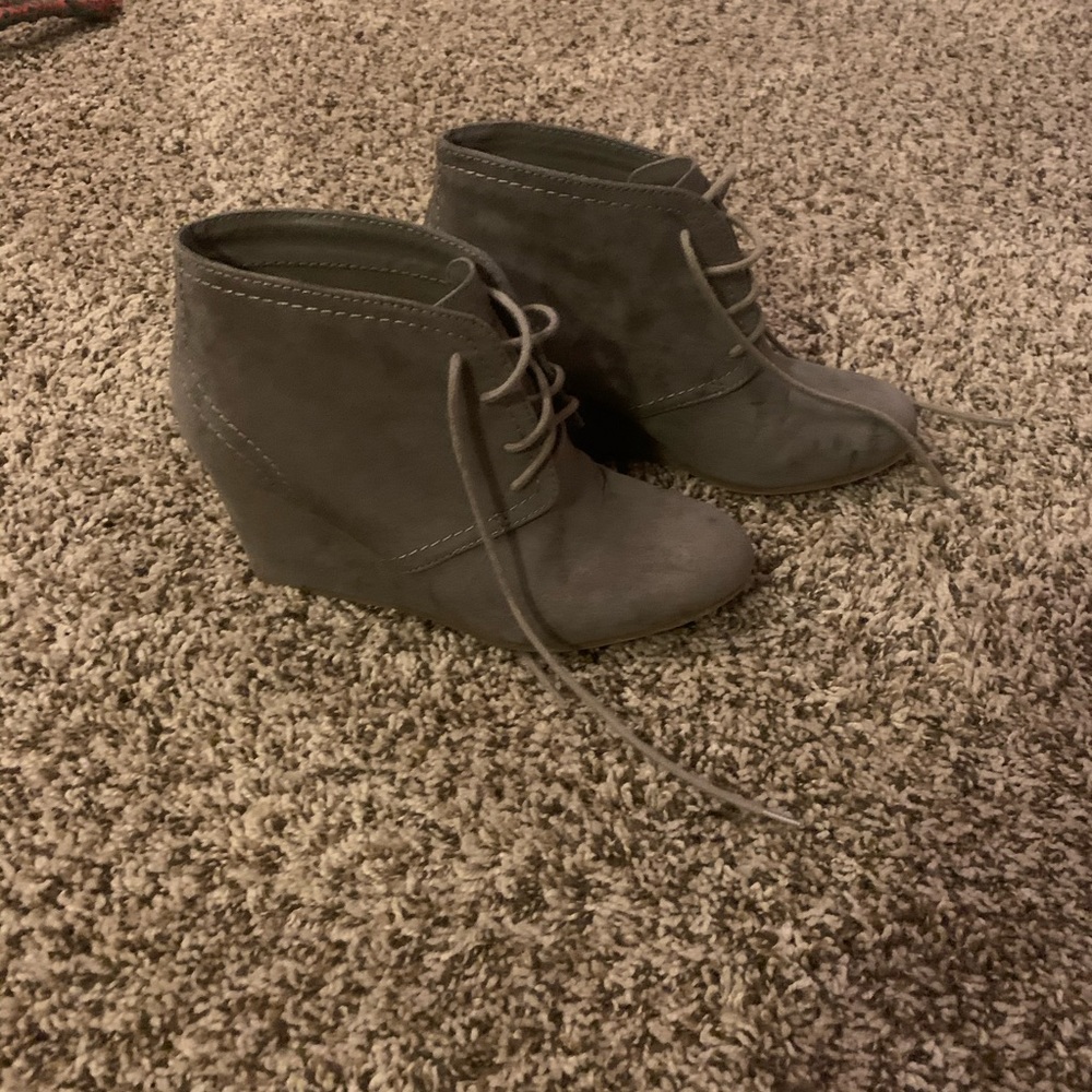 Grey lace up booties